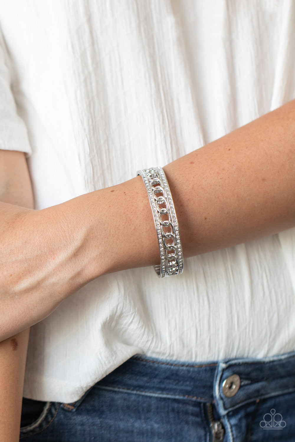 Paparazzi Couture Court White Bangle Bracelet
