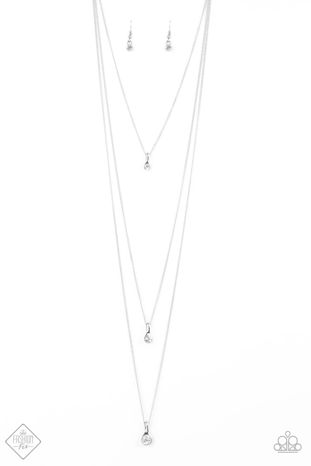 Paparazzi Crystal Chic White Long Necklace Fashion Fix Fiercely