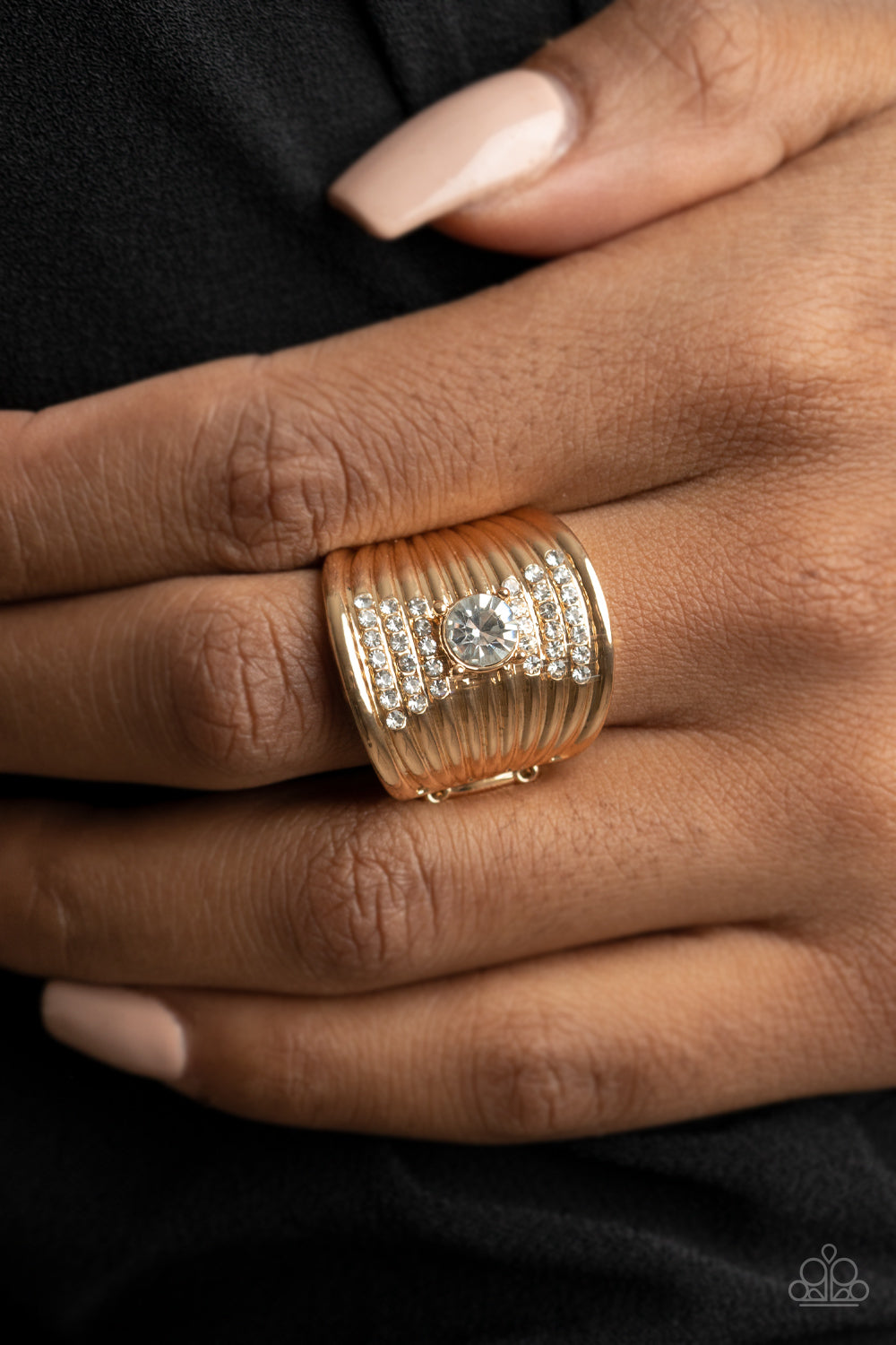 Paparazzi Crystal Corsets Gold Ring - P4RE-GDXX-219XX