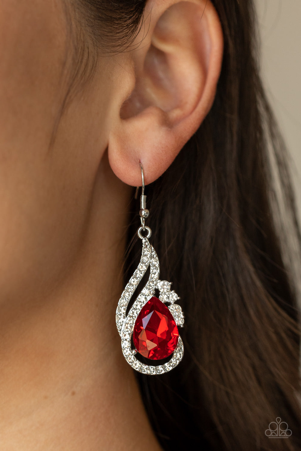 Paparazzi Dancefloor Diva Red Fishhook Earrings - P5RE-RDXX-160XX