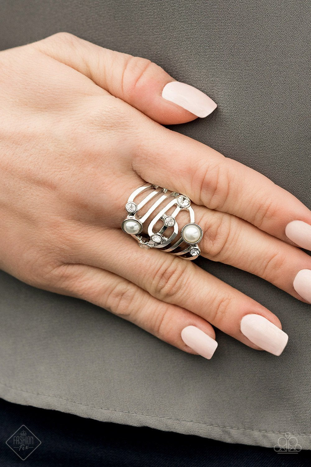 Paparazzi Dancing Diamonds White Ring - Fashion Fix Fiercely 5th Avenue April 2020