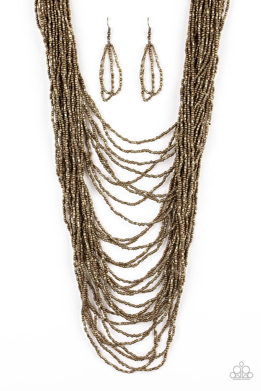 Paparazzi Dauntless Dazzle Brass Seed Bead Short Necklace – Bling