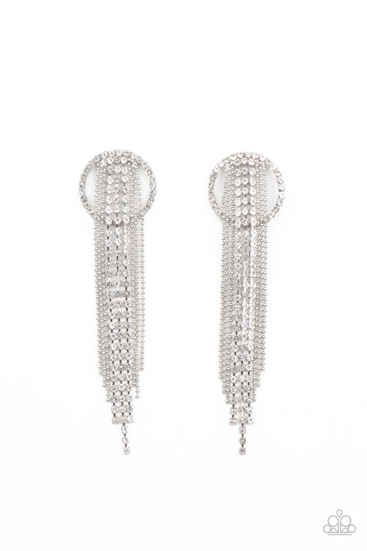 Paparazzi Dazzle By Default White Post Earrings - Life of the Party Exclusive January 2021