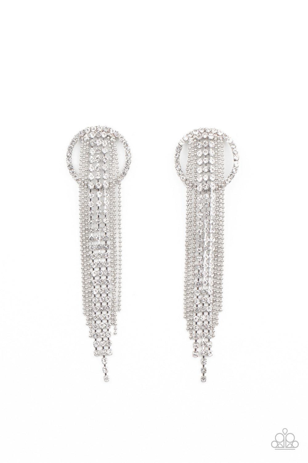 Paparazzi Dazzle By Default White Post Earrings - Life of the Party Exclusive January 2021