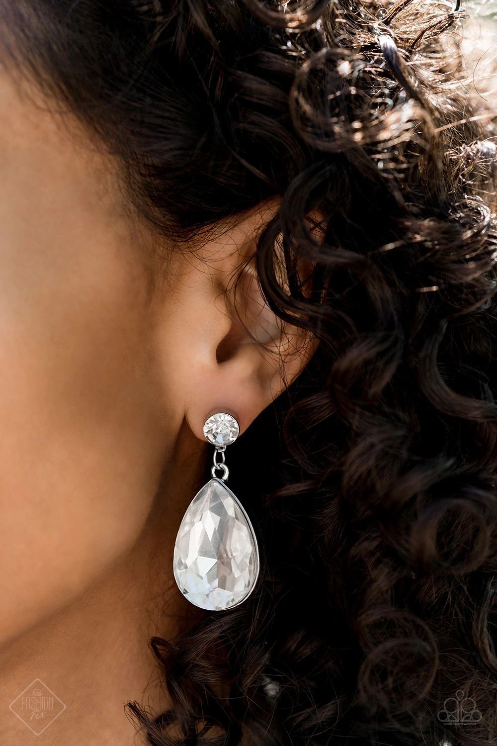 Paparazzi Debutante Dazzle White Post Earrings - Fashion Fix Fiercely 5th Avenue October 2019