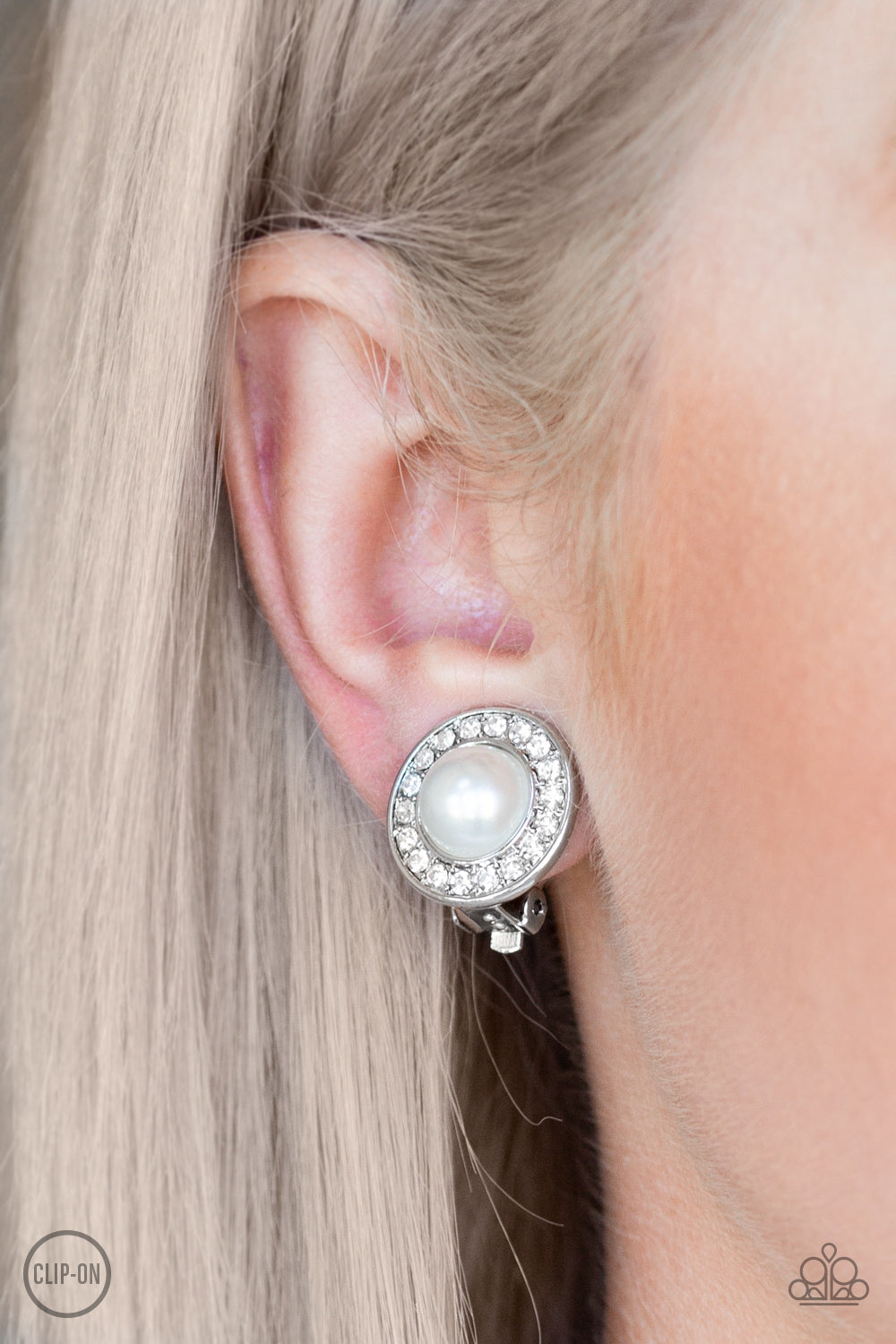 Paparazzi Definitely Dapper White Clip-On Earrings