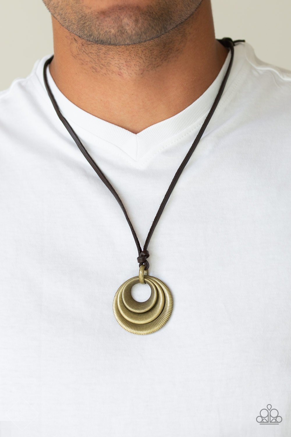 Paparazzi Desert Spiral Brass Men's Short Necklace - P2UR-BRXX-026XX