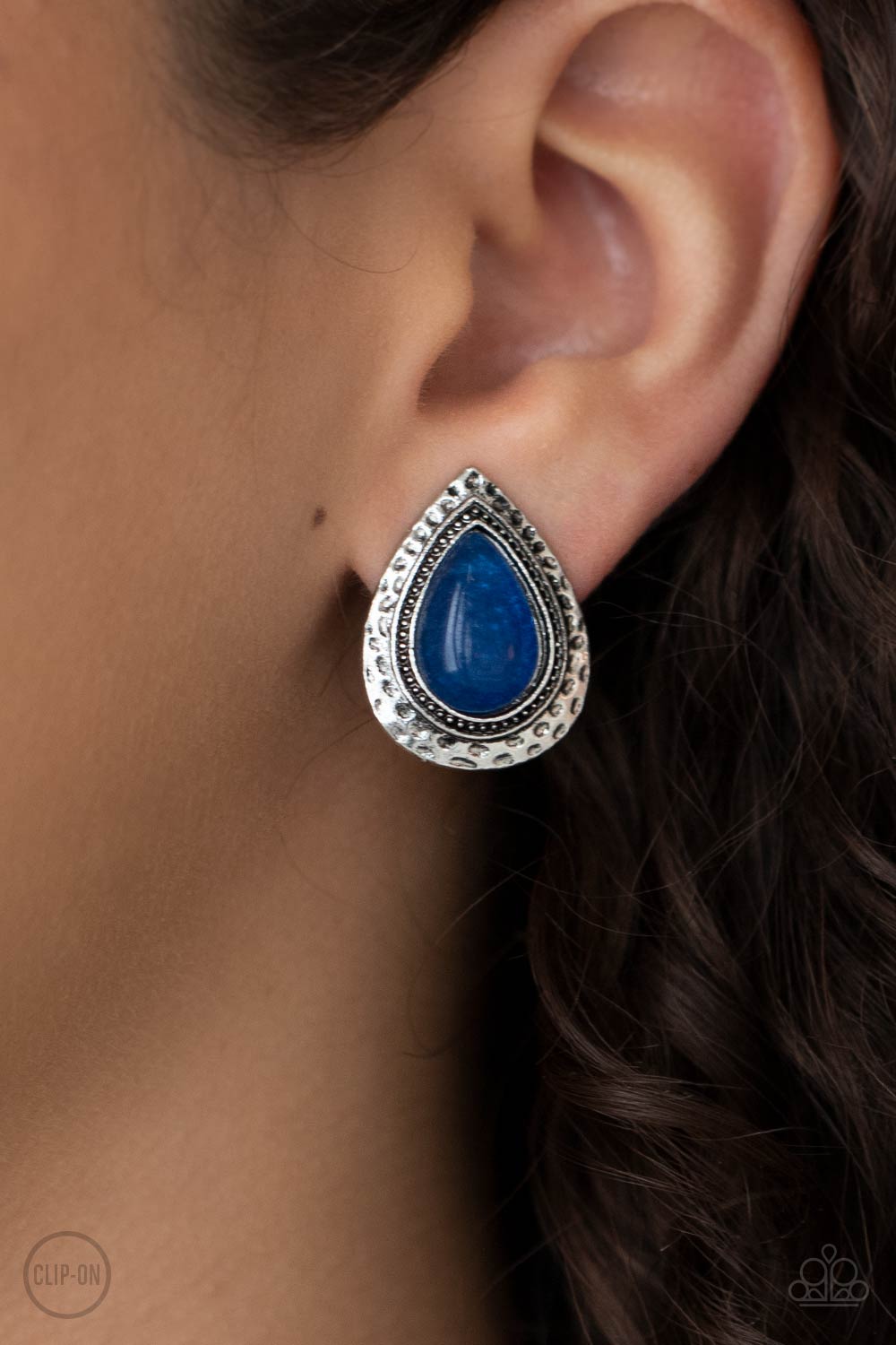 Paparazzi Desert Glow Blue Lapis Lazuli Clip-On Earrings