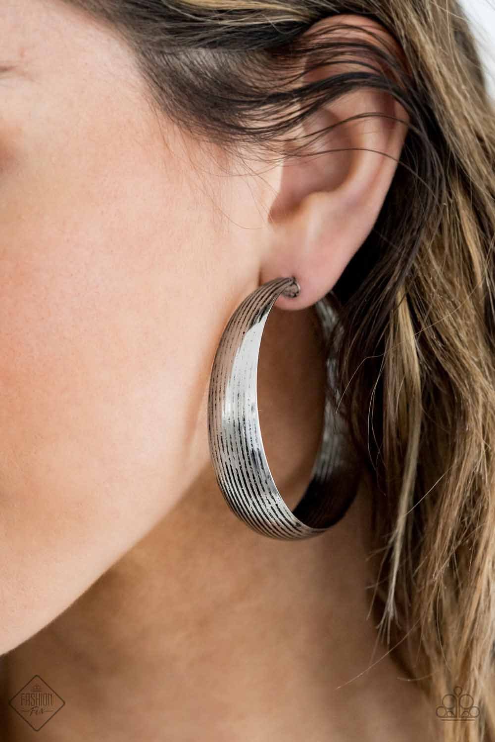 Paparazzi Desert Wanderings Silver Hoop Post Earrings - Fashion Fix Simply Santa Fe July 2020
