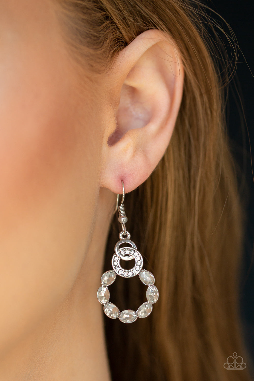 Paparazzi Diamond Deluxe White Fishhook Earrings