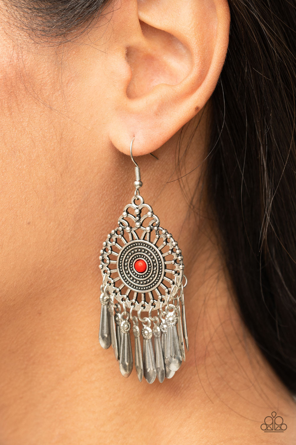 Paparazzi Dream A Little DREAMCATCHER Red Fishhook Earrings