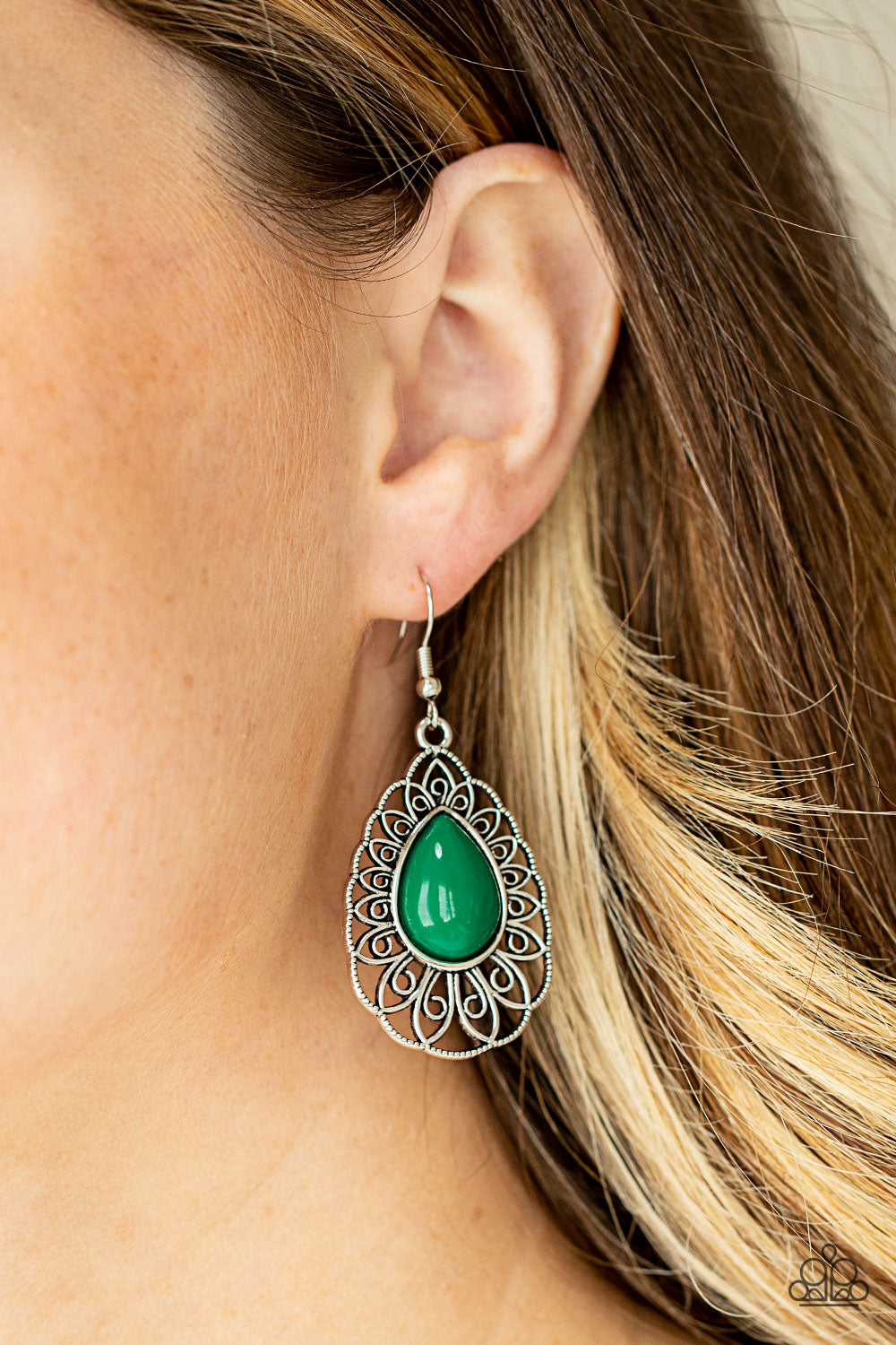 Paparazzi Dream Staycation Green Fishhook Earrings - P5WH-GRXX-237XX