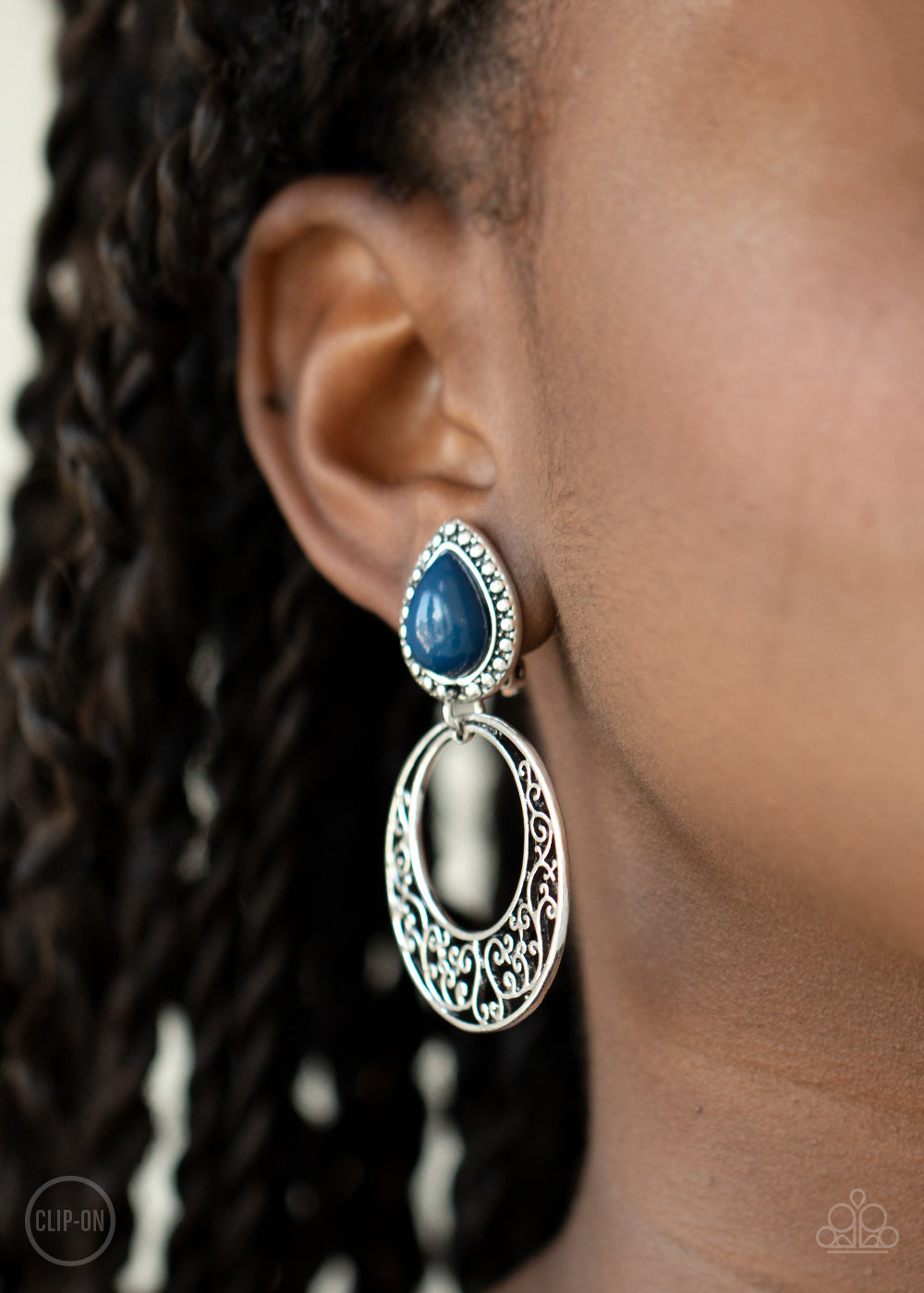 Paparazzi Exotic Escape Blue Clip-On Earrings