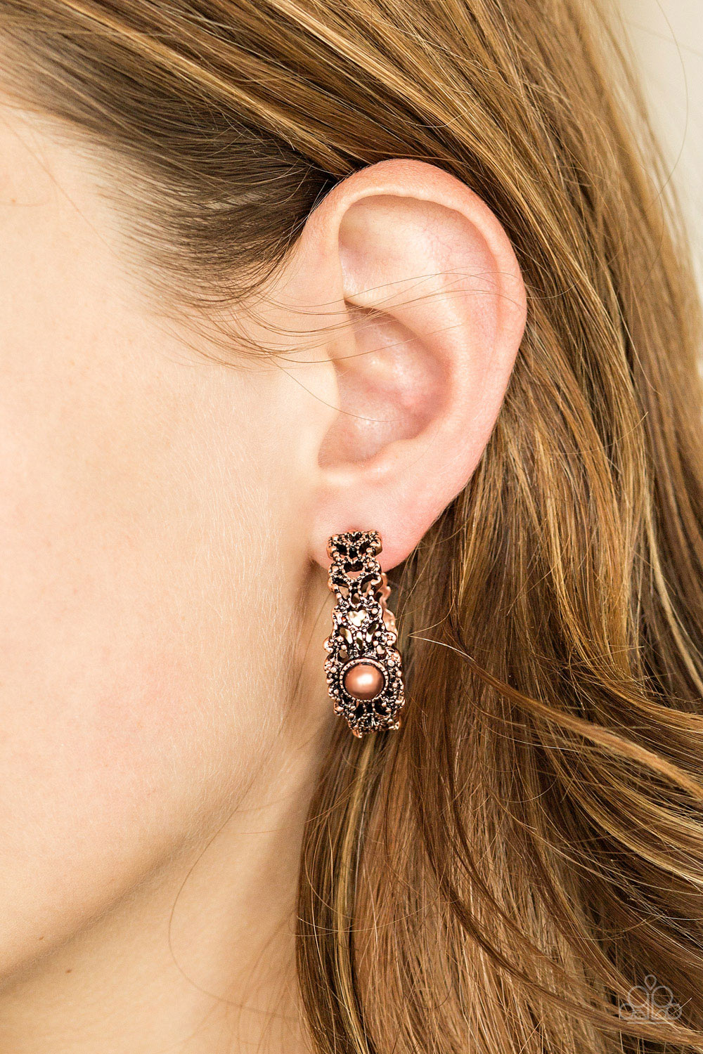 Paparazzi Exquisite Expense Copper Post Hoop Earrings