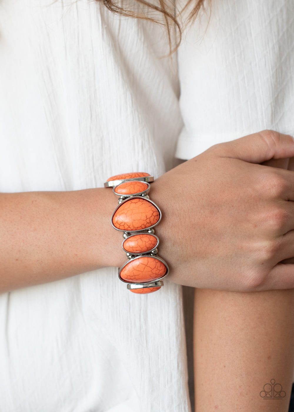 Paparazzi Feel At Homestead Orange Stone Stretch Bracelet