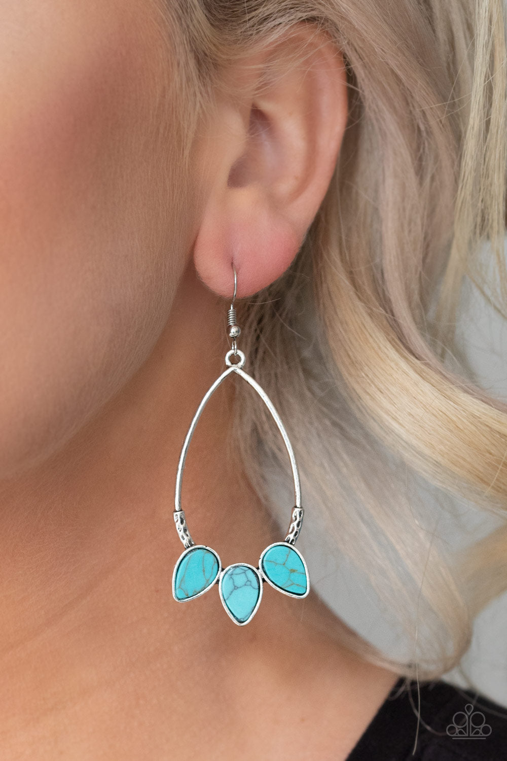 Paparazzi Fierce Frontier Blue Fishhook Earrings