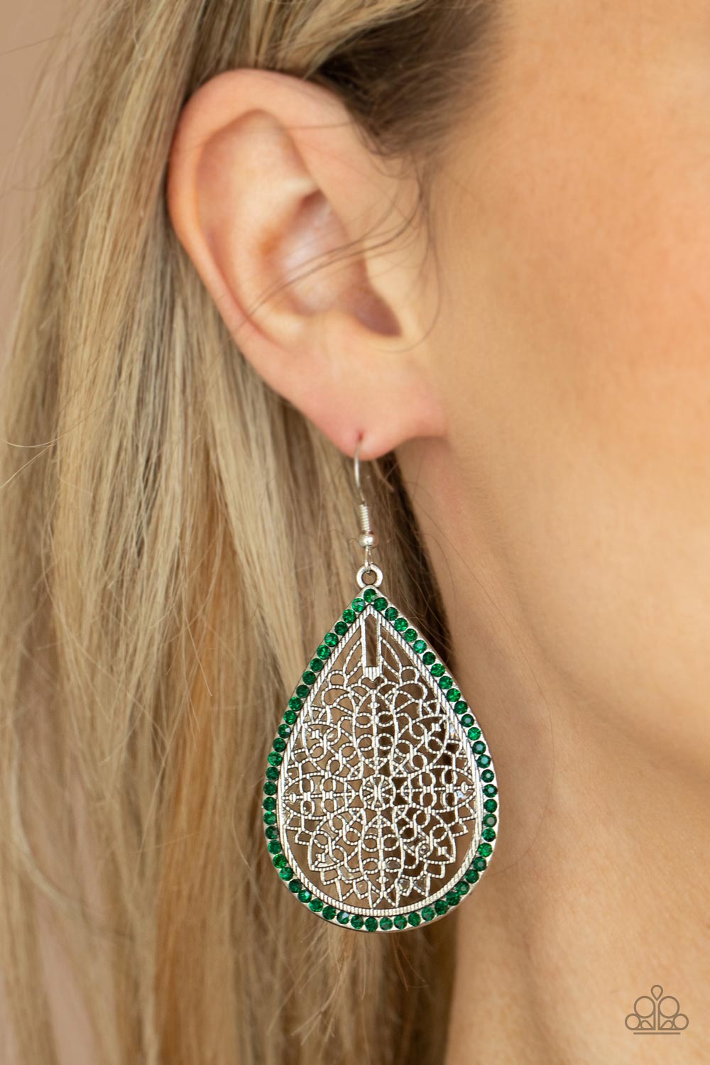 Paparazzi Fleur de Fantasy Green Fishhook Earrings - P5RE-GRXX-155XX