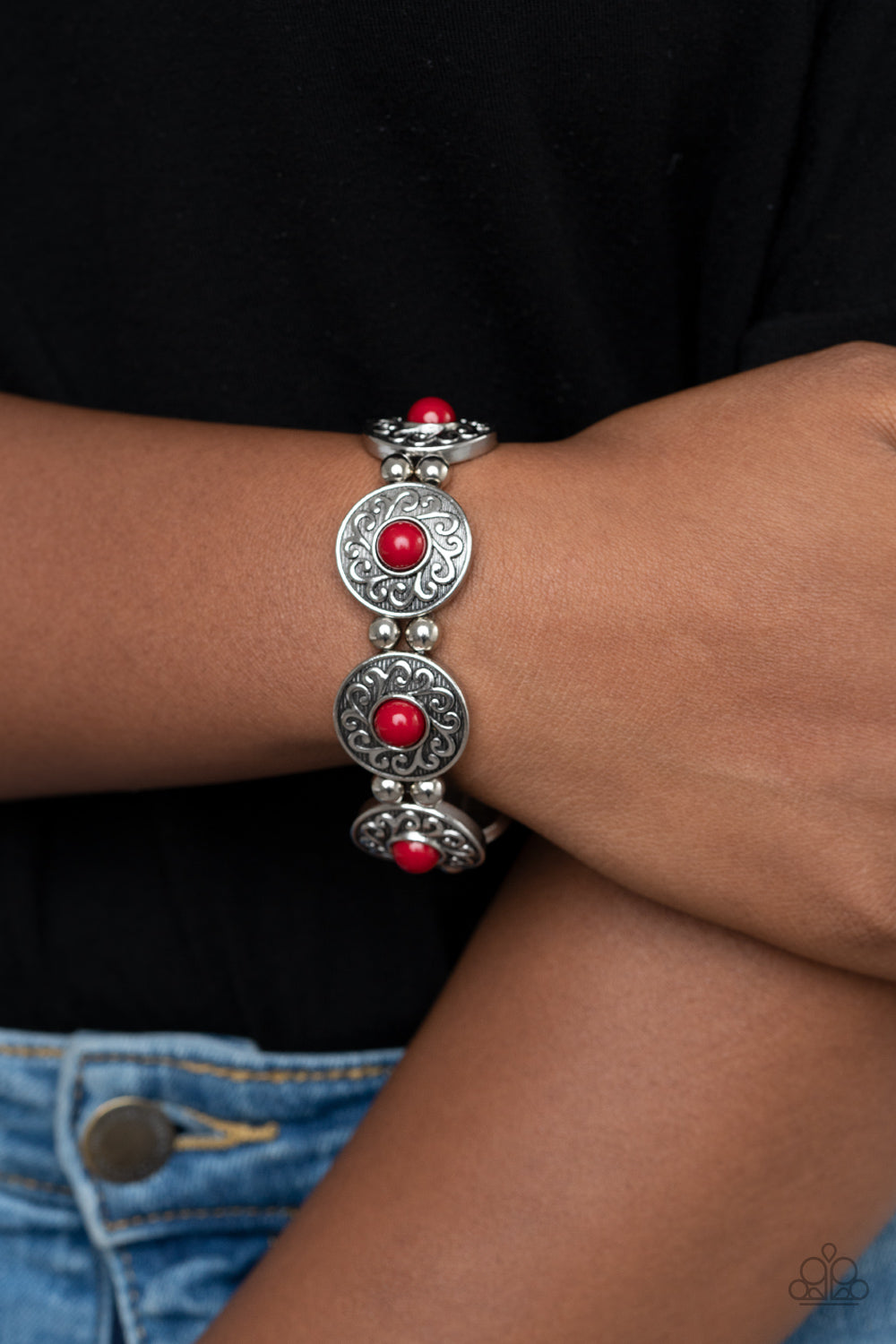 Paparazzi Flirty Finery Red Stretch Bracelet