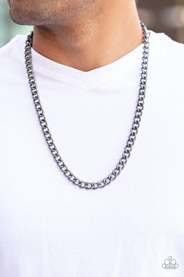 Paparazzi Full Court Silver / Tin Men's Short Necklace - P2MN-URSV-036XX