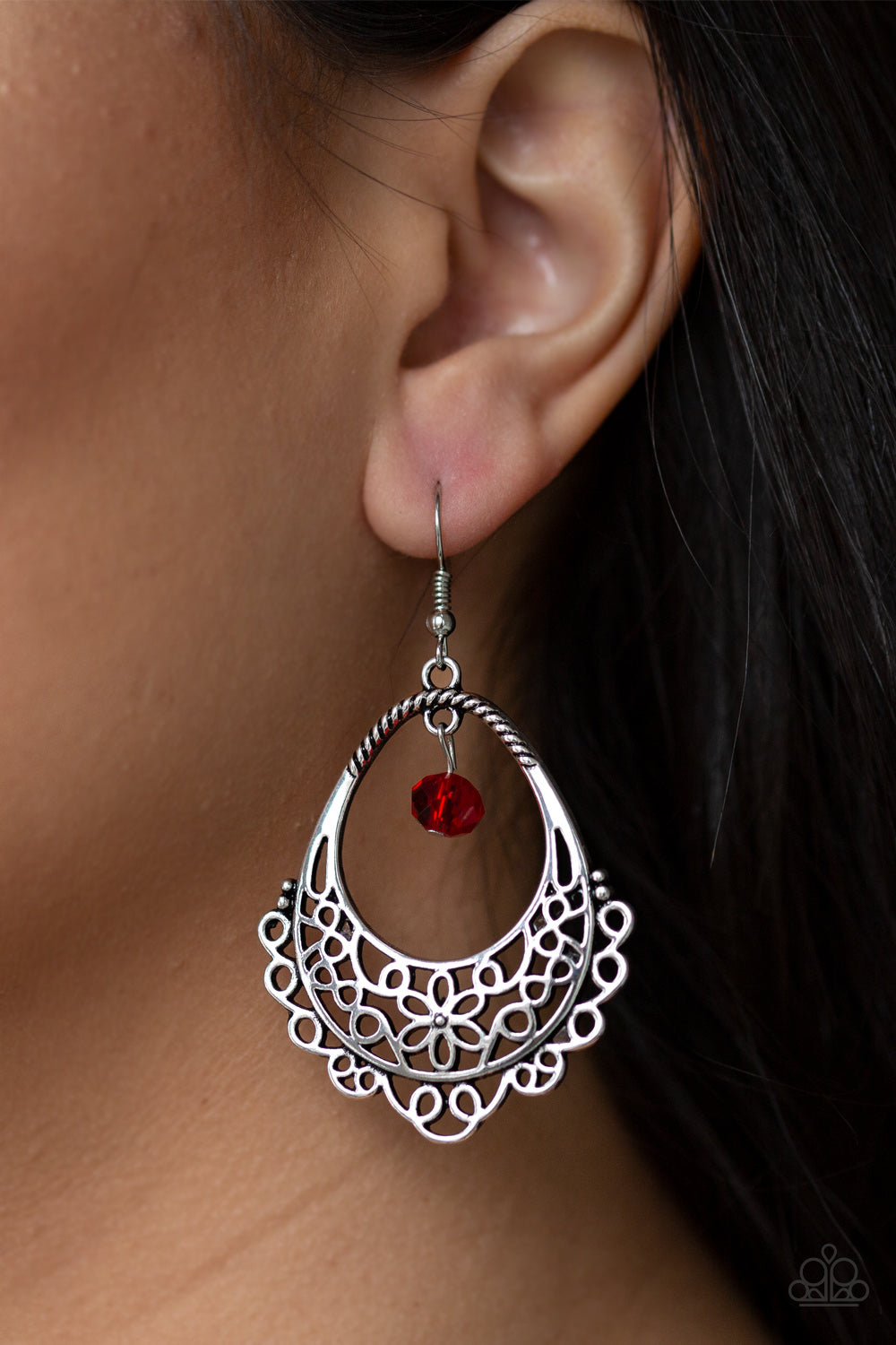 Paparazzi Garden Society Red Fishhook Earrings