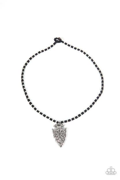 Paparazzi Get Your ARROWHEAD In The Game Black Men's Short Necklace