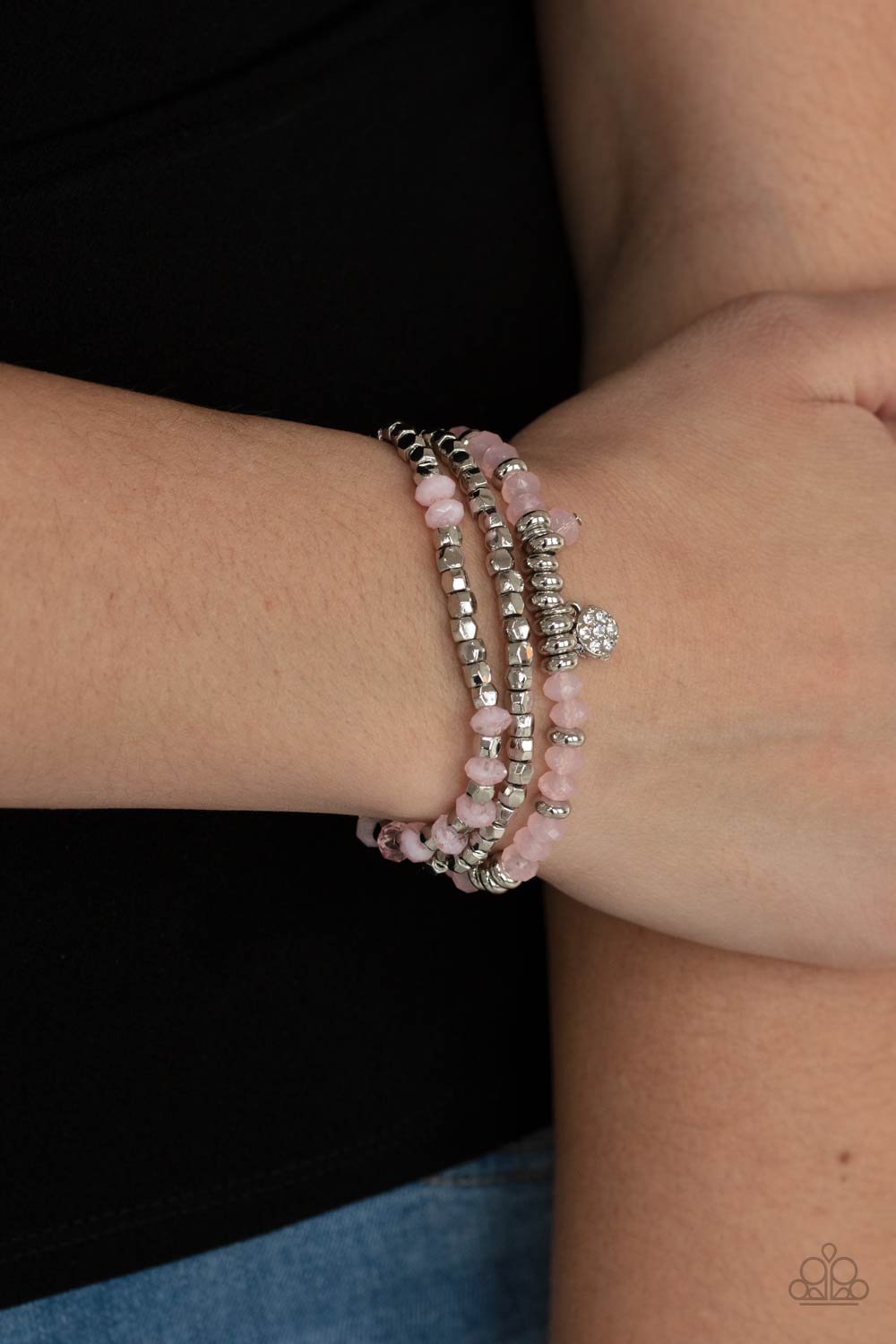 Paparazzi Glacial Glimmer Pink Stretch Bracelet