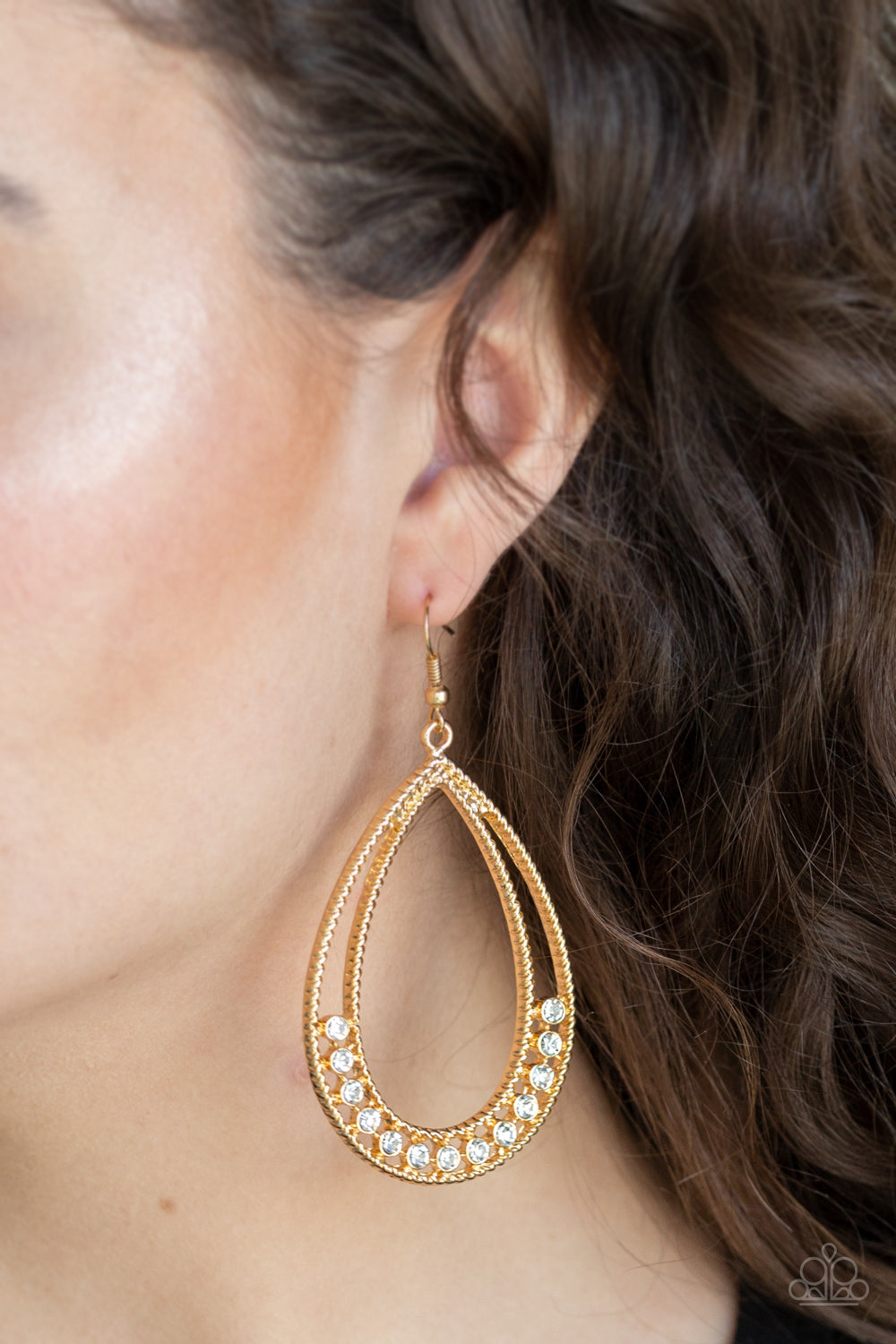 Paparazzi Glitz Fit Gold Fishhook Earrings - P5ED-GDXX-054XX