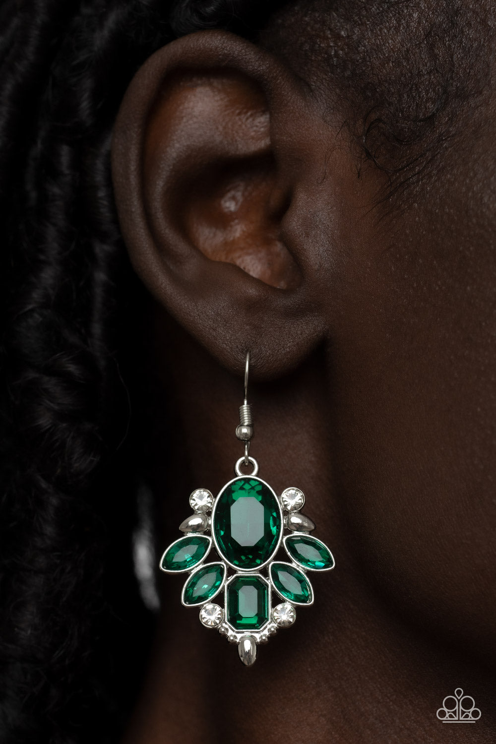 Paparazzi Glitzy Go-Getter Green Fishhook Earrings