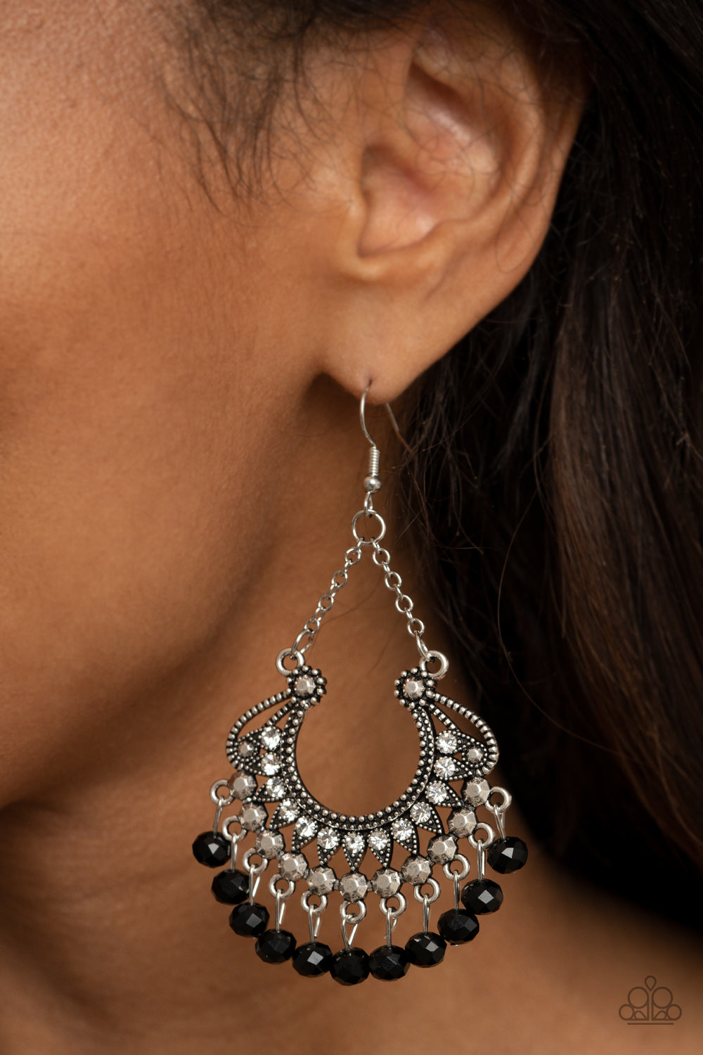 Paparazzi GLOW Down In Flames Black Fishhook Earrings