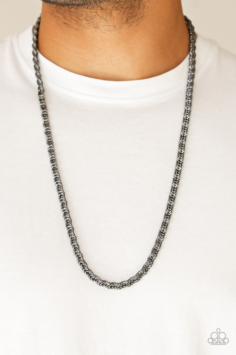 Paparazzi Go Down Fighting Black Men's Short Necklace