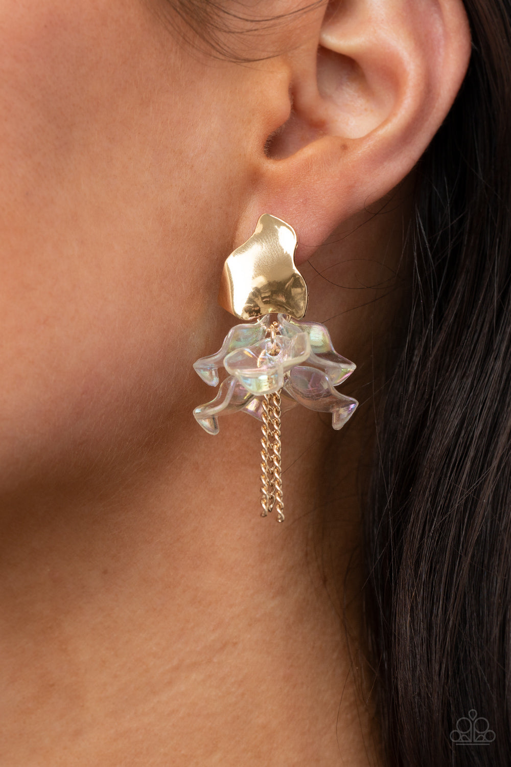 Paparazzi Harmonically Holographic Gold Post Earrings