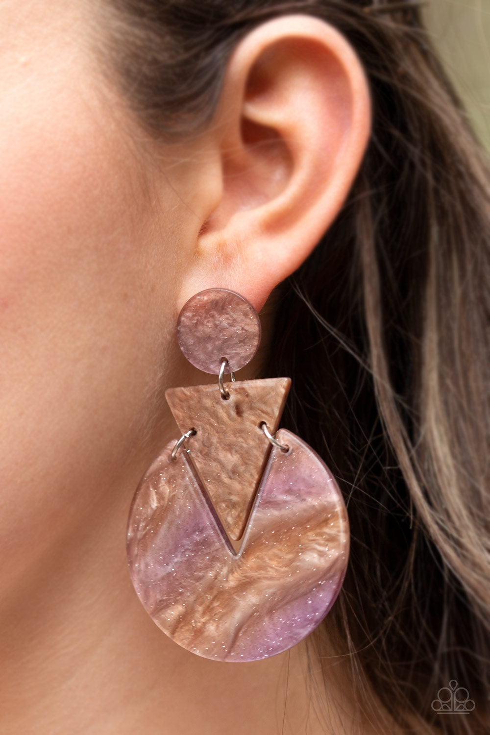 Paparazzi Head Under WATERCOLORS Brown Acrylic Post Earrings - P5PO-BNXX-030XX