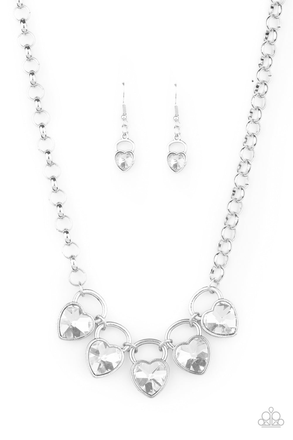 Paparazzi HEART On Your Heels White Short Necklace - Life Of The Party Exclusive January 2021 - P2WH-WTXX-270XX