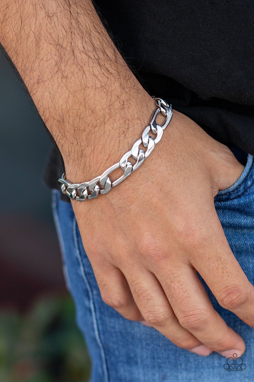 Paparazzi Home Team Silver Men's Clasp Bracelet - P9MN-URSV-025XX