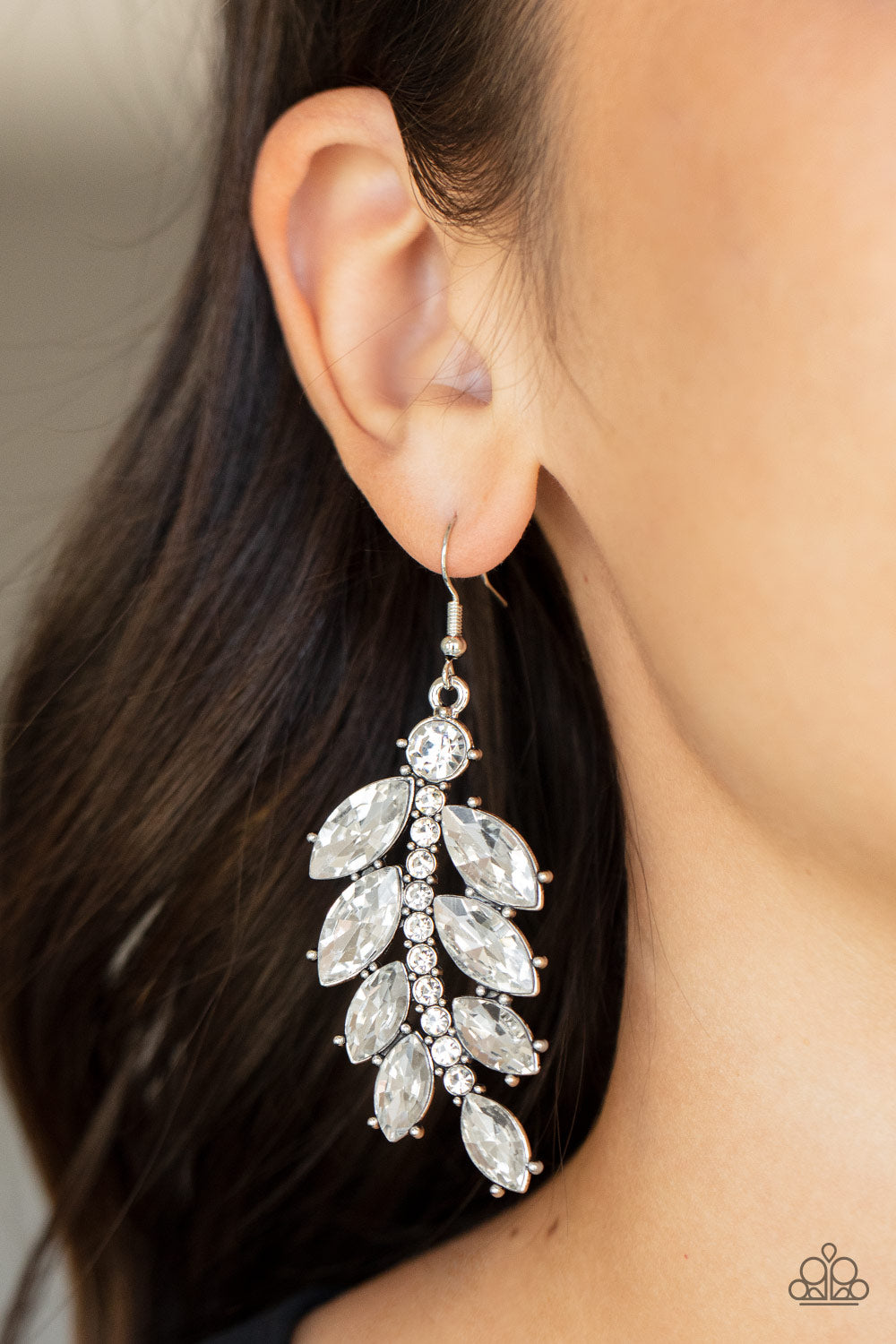 Paparazzi Ice Garden Gala White Fishhook Earrings - P5RE-WTXX-530XX