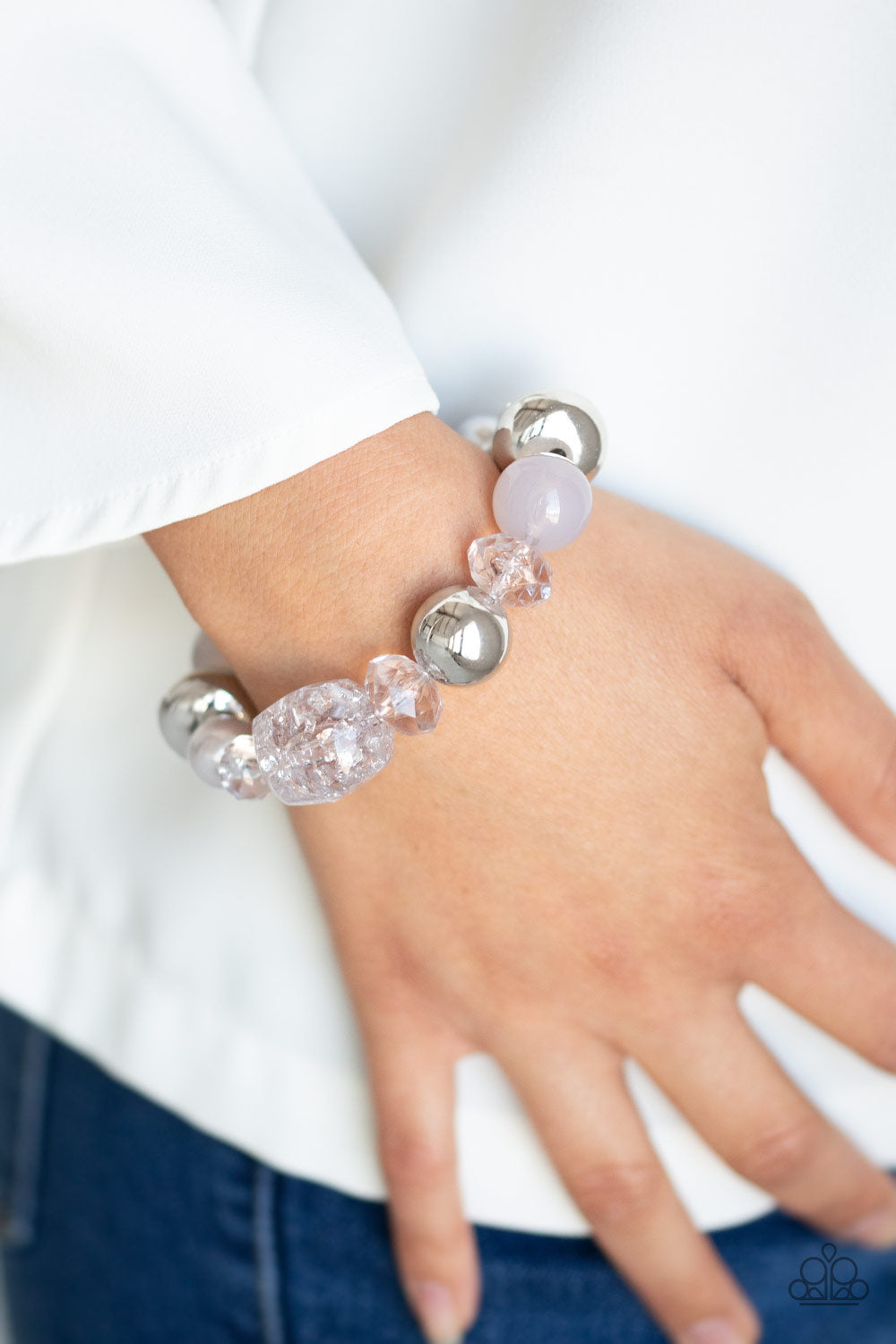 Paparazzi Ice Ice-Breaker Silver Stretch Bracelet
