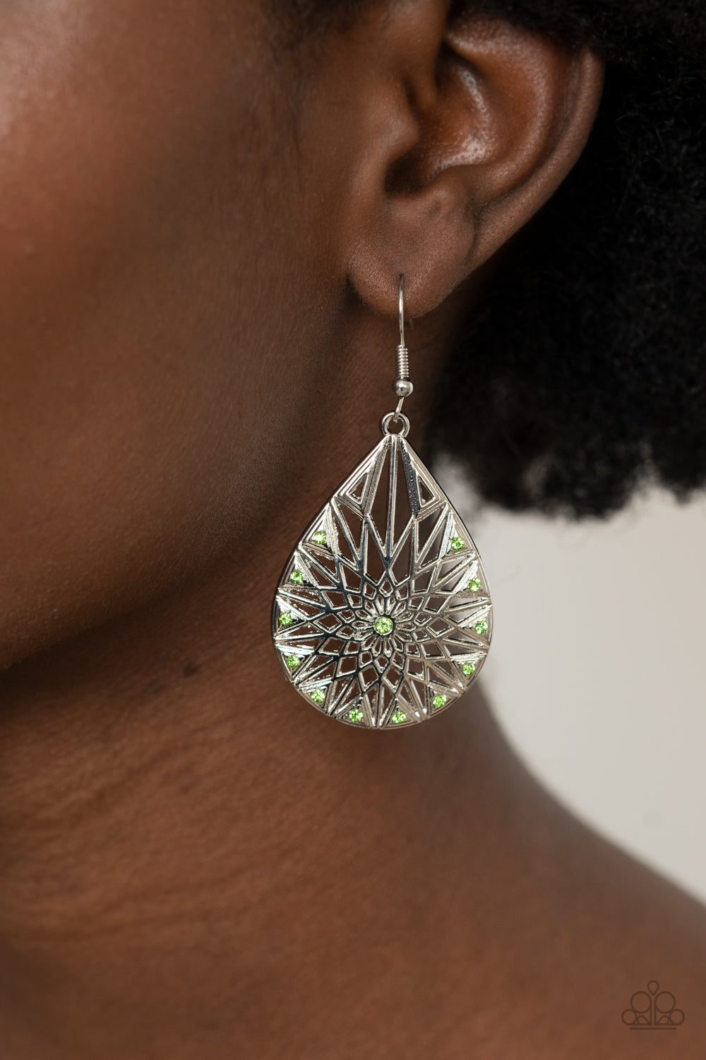 Paparazzi Icy Mosaic Green Fishhook Earrings