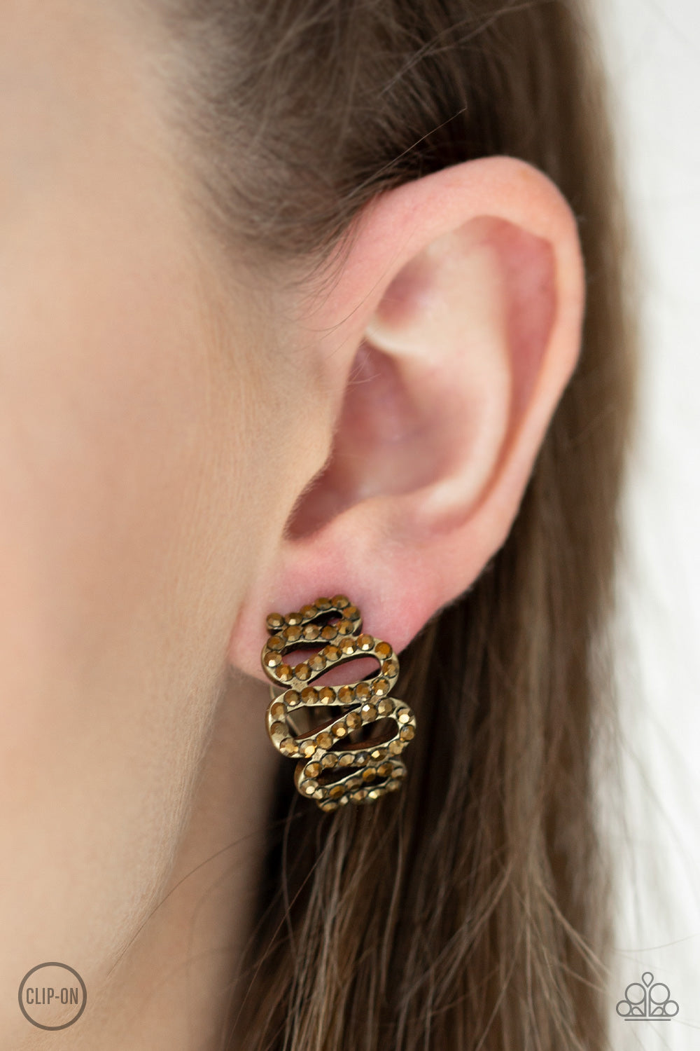 Paparazzi Idol Shine Brass Clip-On Earrings - P5CO-BRXX-011XX