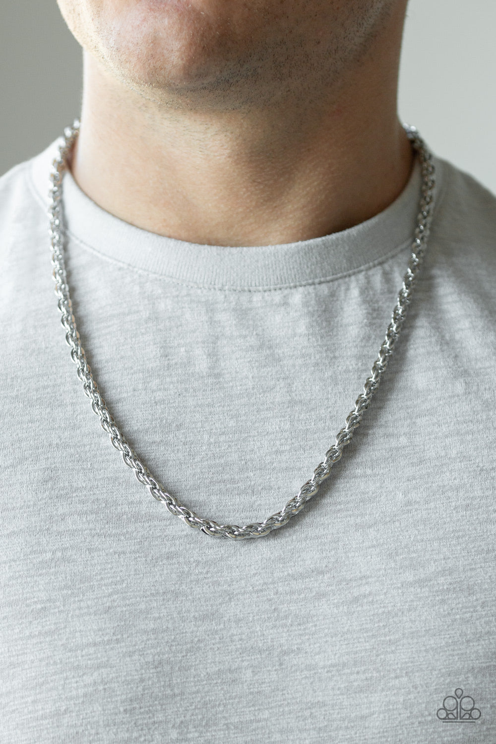 Paparazzi Instant Replay Silver Men's Short Necklace - P2MN-URSV-003XX