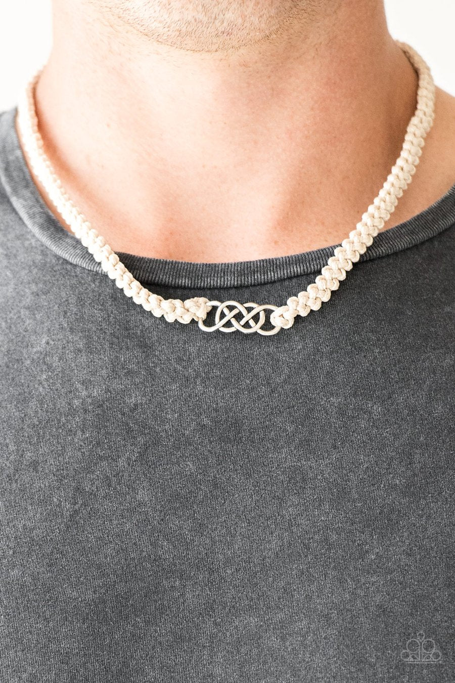 Paparazzi Just In MARITIME White Men's Short Necklace - P2UR-WTXX-033XX