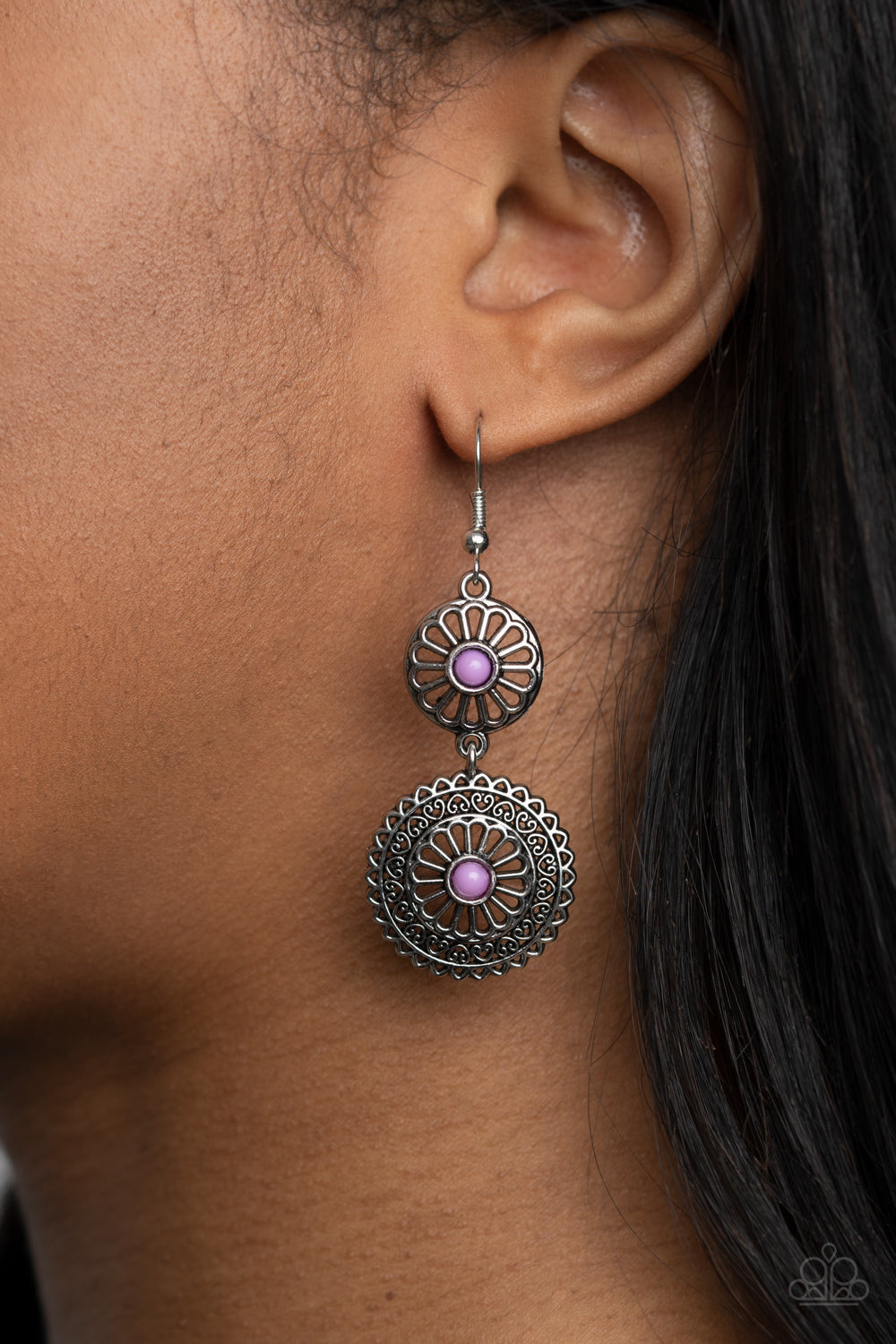 Paparazzi Keep It Wheel Purple Fishhook Earrings - P5WH-PRXX-224XX