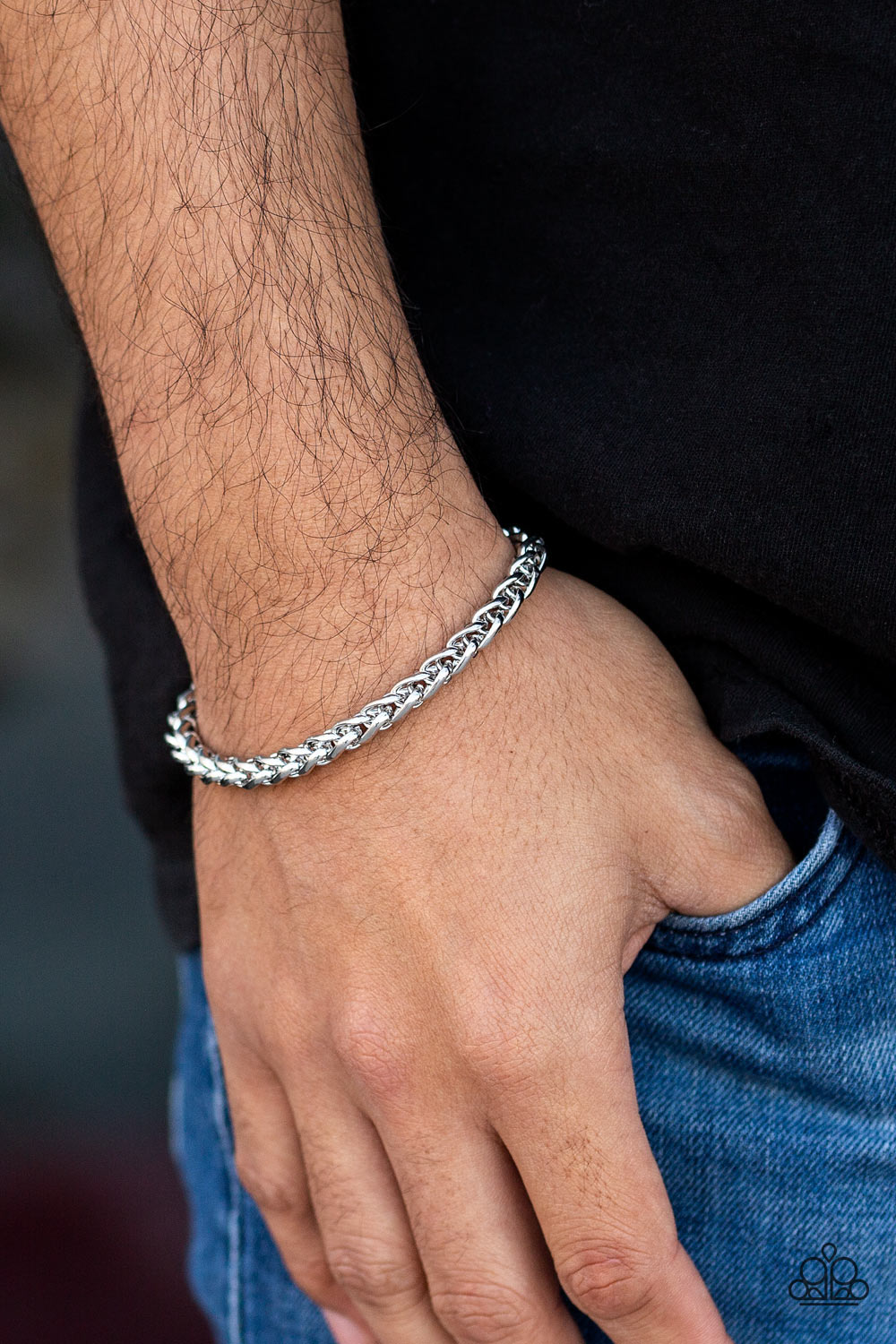 Paparazzi Knocked It Out Of The Park Silver Men's Clasp Bracelet - P9MN-URSV-023XX