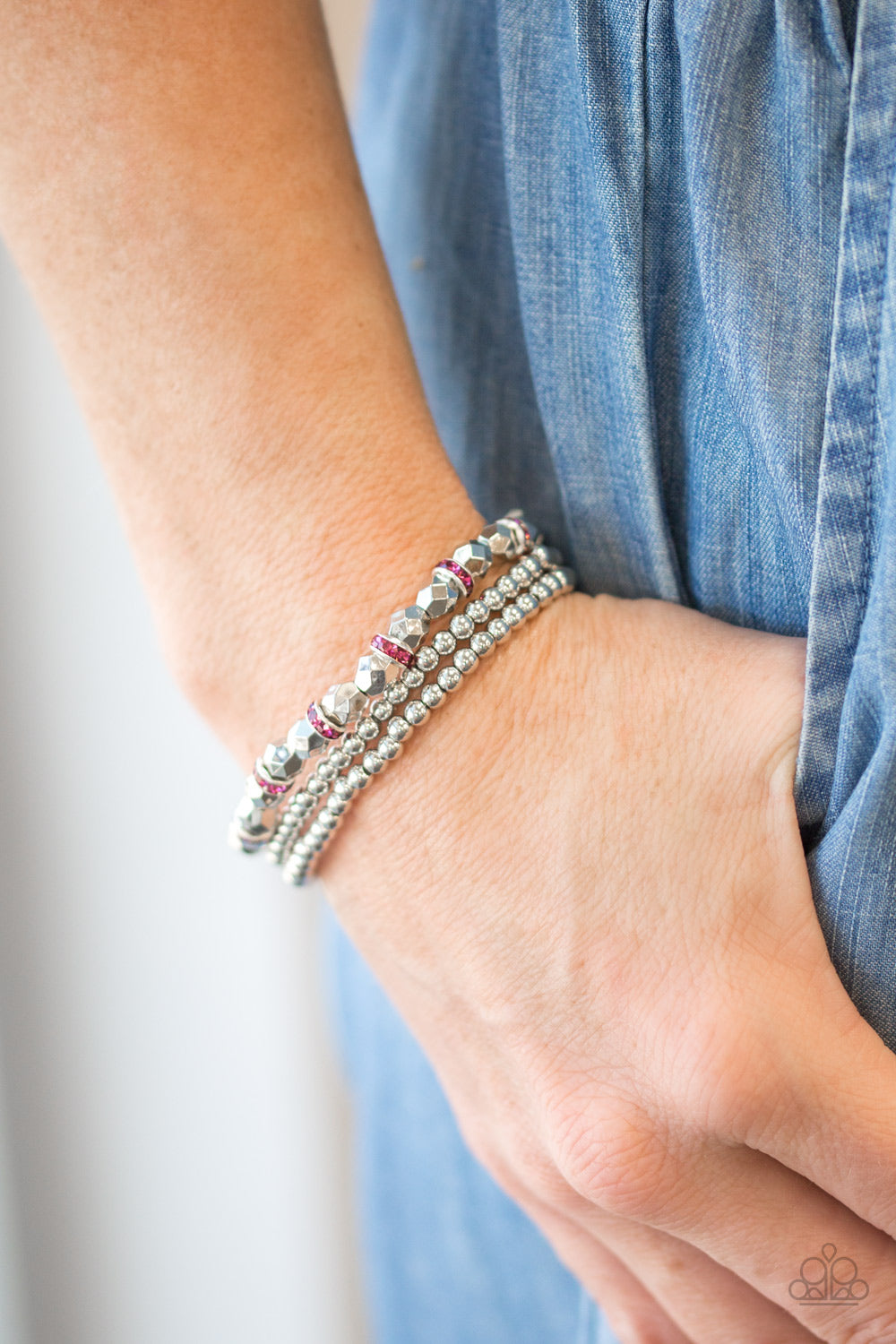 Paparazzi Let There Beam Light Pink Stretch Bracelet