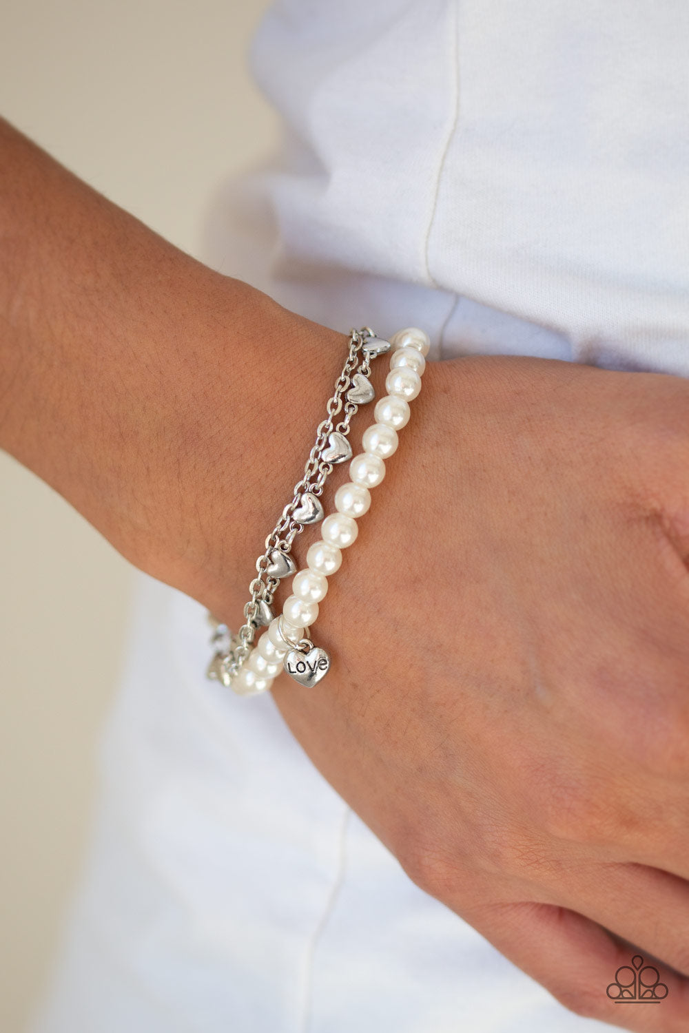 Paparazzi Love Like You Mean It White Clasp Bracelet