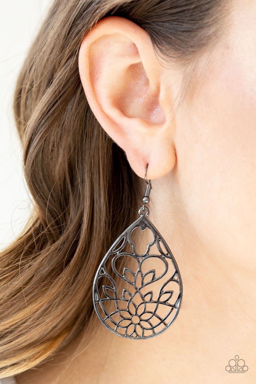 Paparazzi Lovely Lotus Black Fishhook Earrings