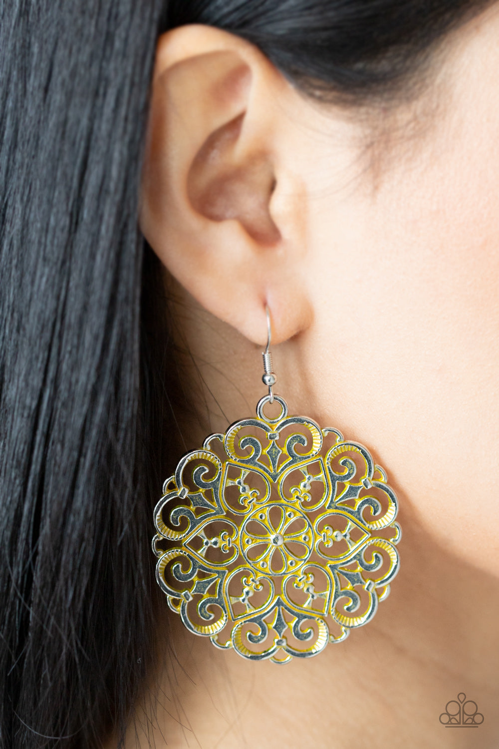 Paparazzi Mandala Effect Yellow Fishhook Earrings - P5ST-YWXX-022XX