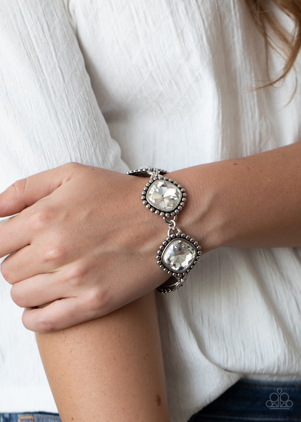 Paparazzi Megawatt White Clasp Bracelet