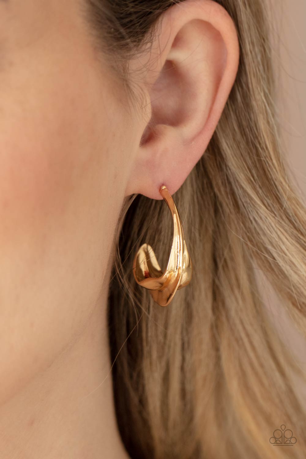Paparazzi Modern Meltdown Gold Post Hoop Earrings