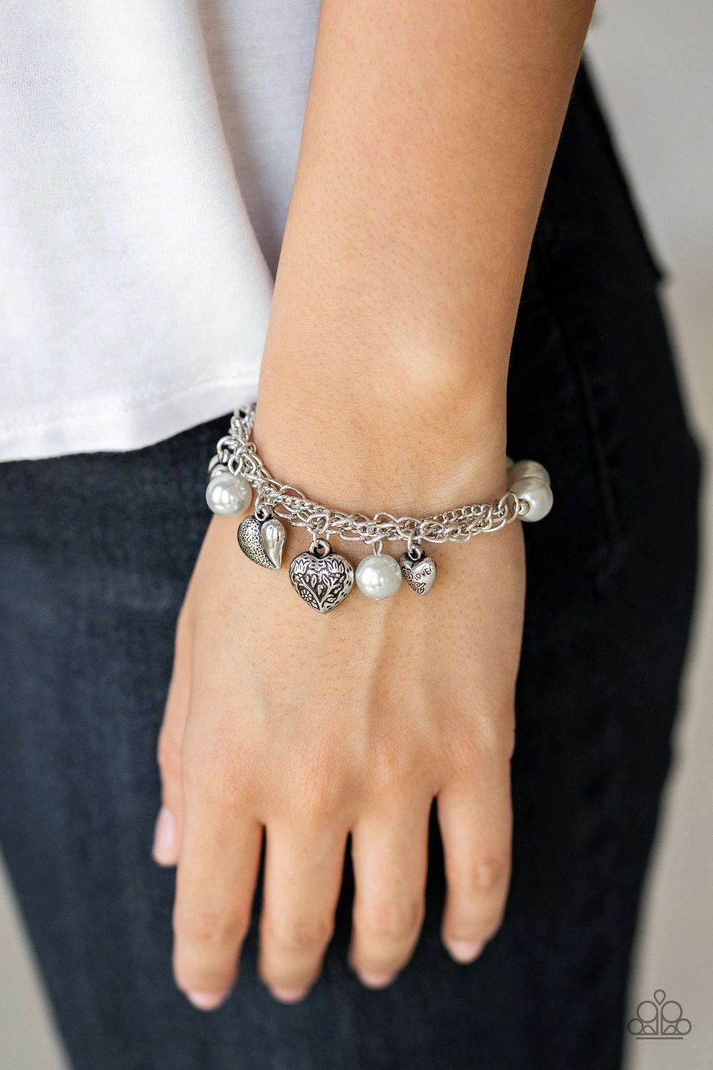 Paparazzi More Amour Silver Stretch Bracelet