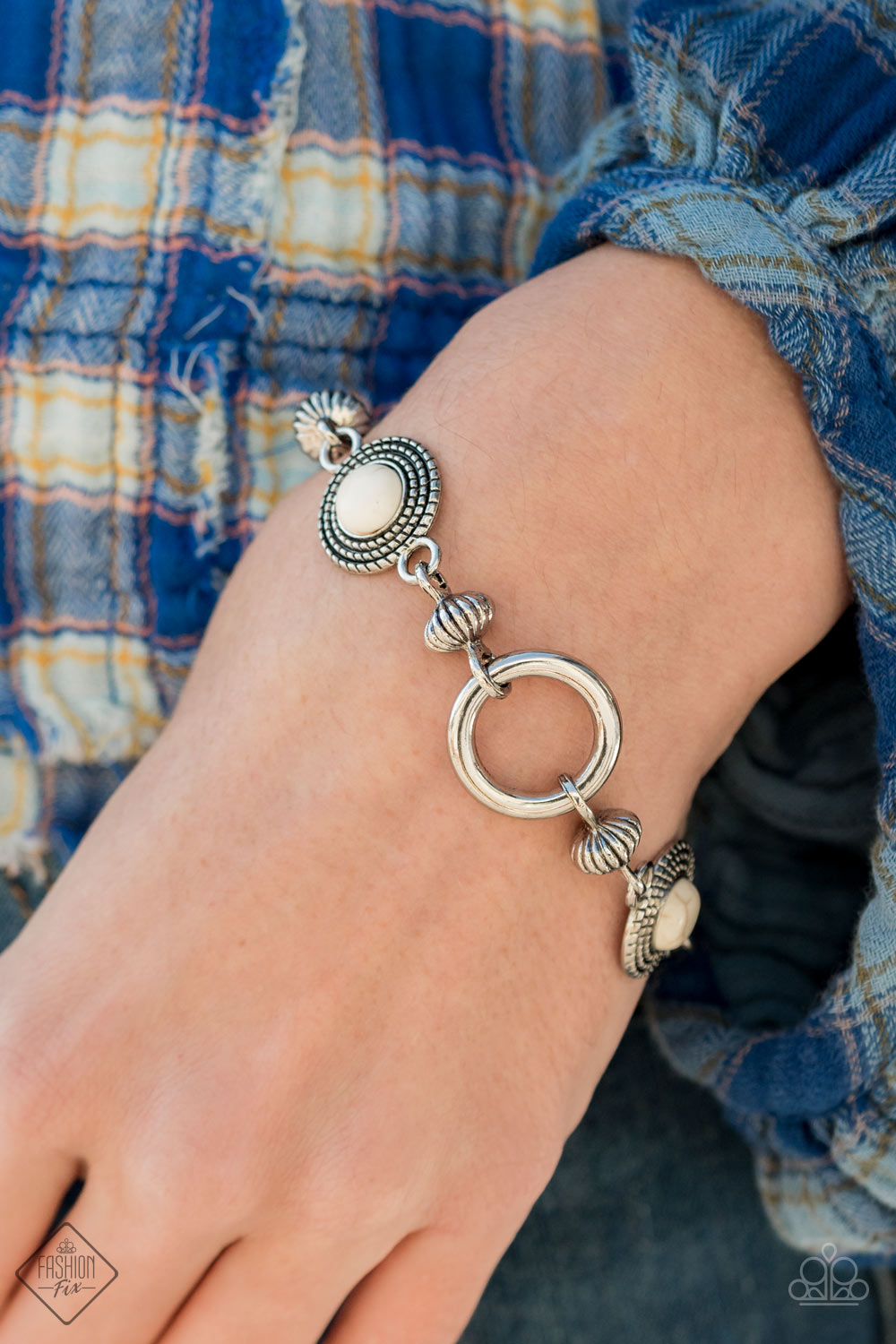 Paparazzi Musical Mountains White Stone Clasp Bracelet - Fashion Fix Simply Santa Fe January 2021